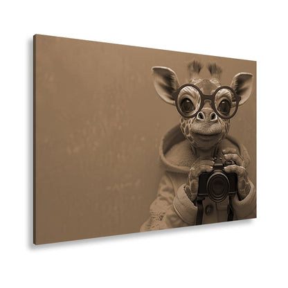 Leinwandbild Giraffe im Fotografenlook – charmant, klug, kamerabereit. - deyoli