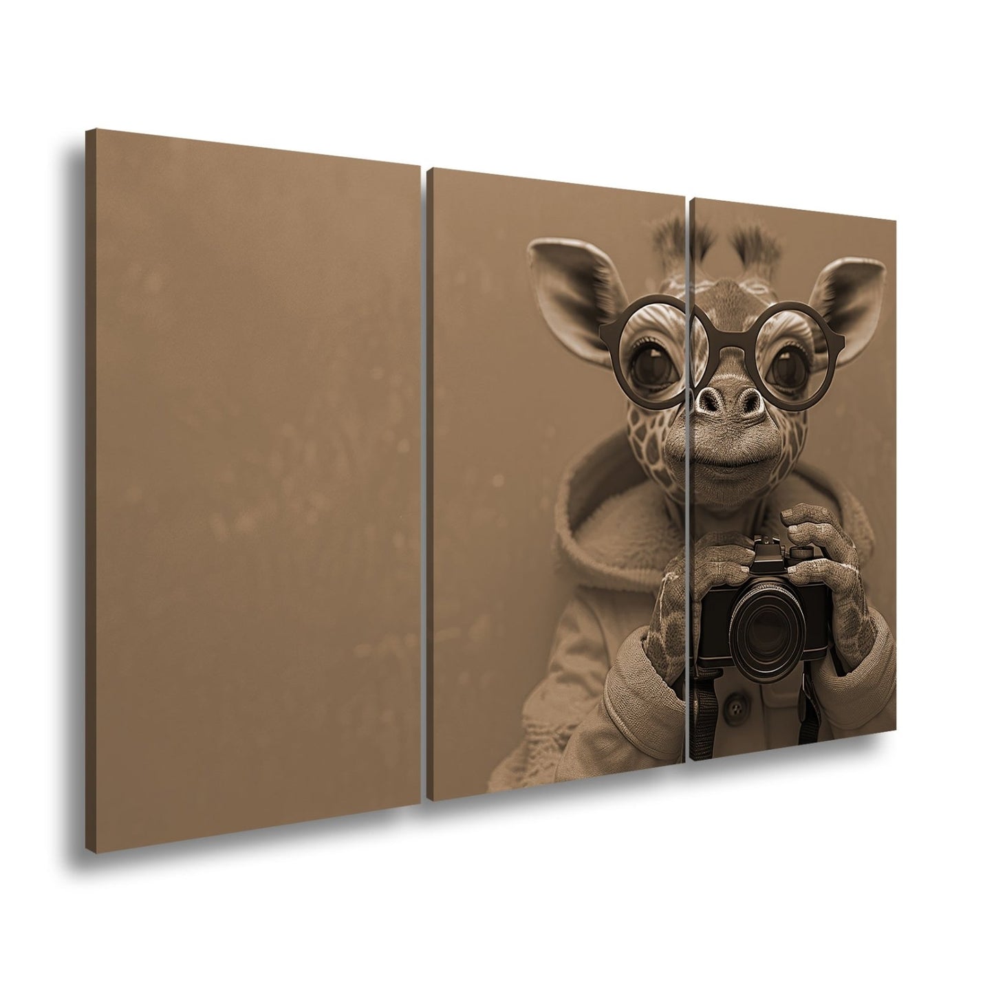 Leinwandbild Giraffe im Fotografenlook – charmant, klug, kamerabereit. - deyoli
