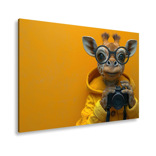 Leinwandbild Giraffe im Fotografenlook – charmant, klug, kamerabereit. - deyoli