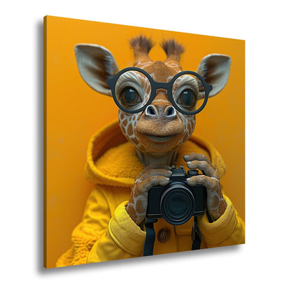Leinwandbild Giraffe im Fotografenlook – charmant, klug, kamerabereit. - deyoli