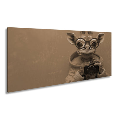 Leinwandbild Giraffe im Fotografenlook – charmant, klug, kamerabereit. - deyoli