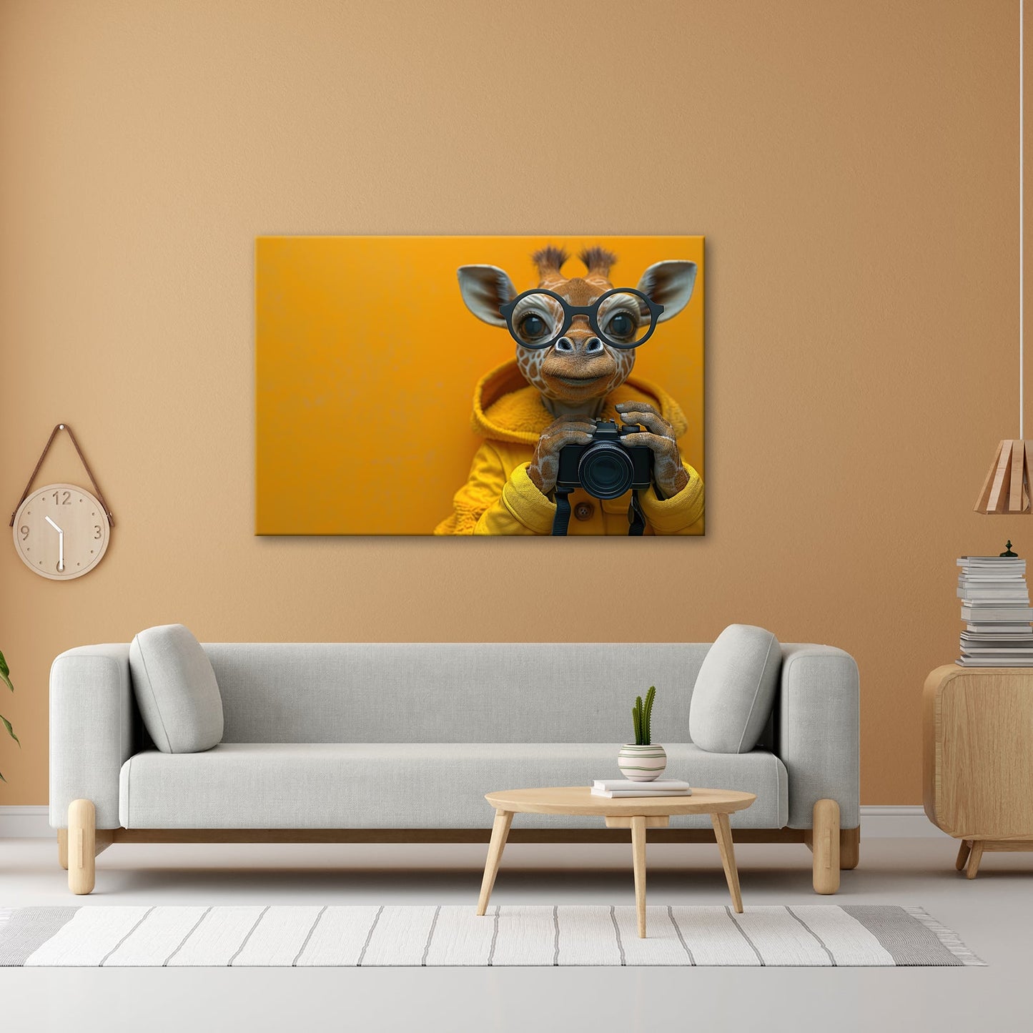 Leinwandbild Giraffe im Fotografenlook – charmant, klug, kamerabereit. - deyoli