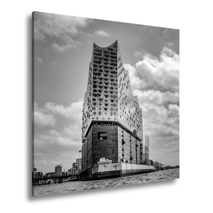 Leinwandbild Gläserne Wellen – die Elbphilharmonie am Hafenrand. - deyoli