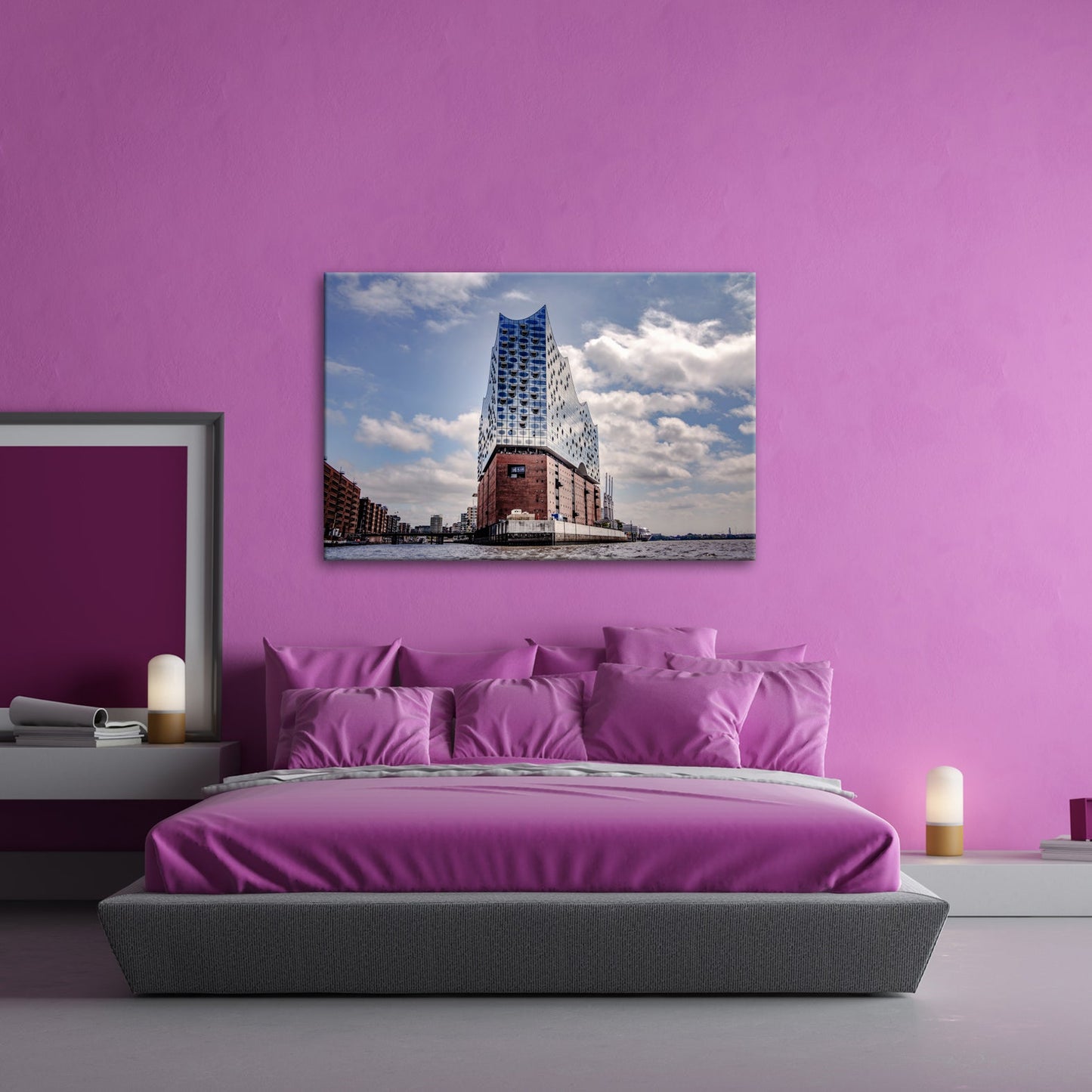 Leinwandbild Gläserne Wellen – die Elbphilharmonie am Hafenrand. - deyoli