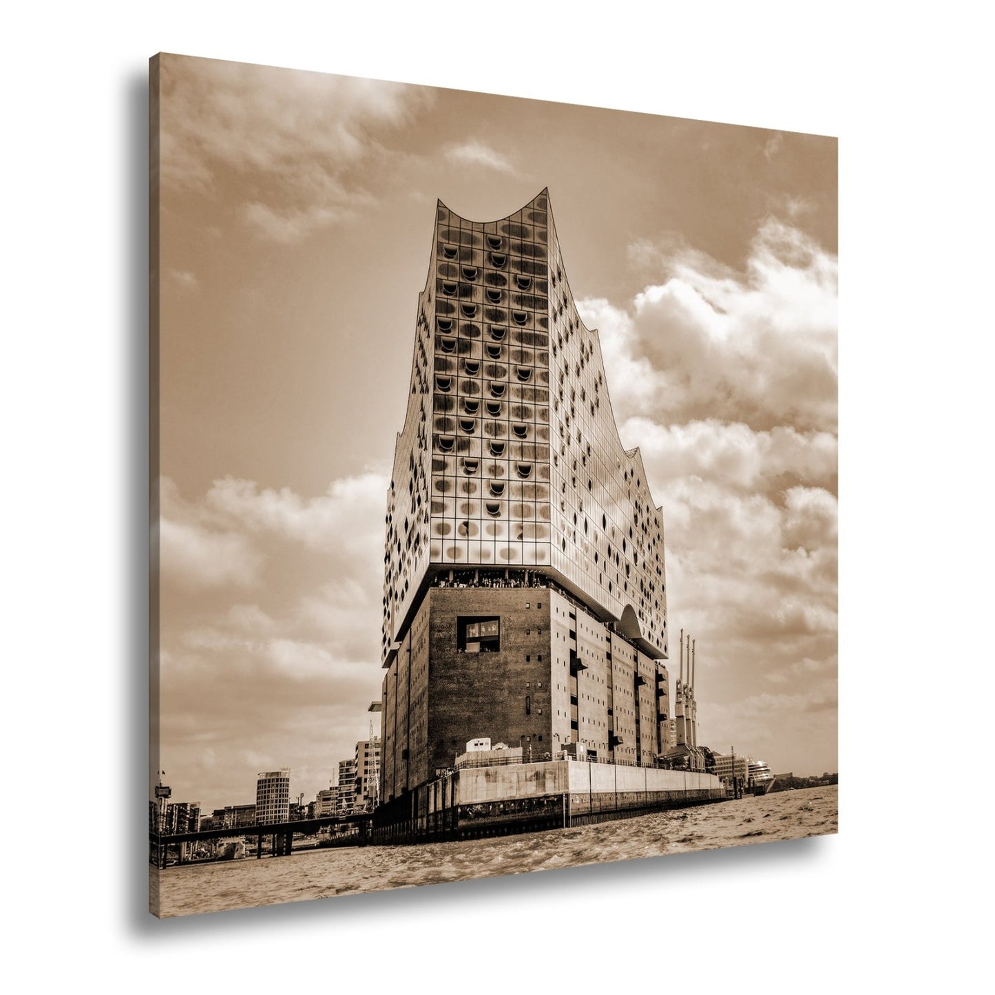 Leinwandbild Gläserne Wellen – die Elbphilharmonie am Hafenrand. - deyoli