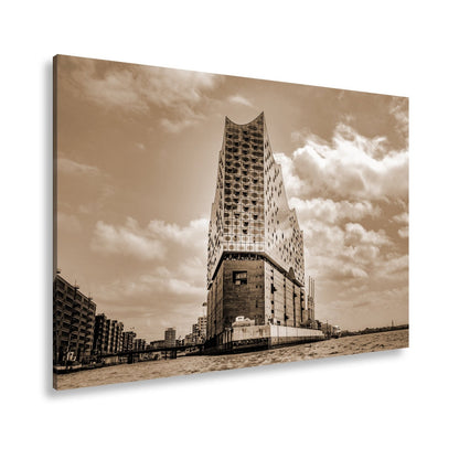 Leinwandbild Gläserne Wellen – die Elbphilharmonie am Hafenrand. - deyoli