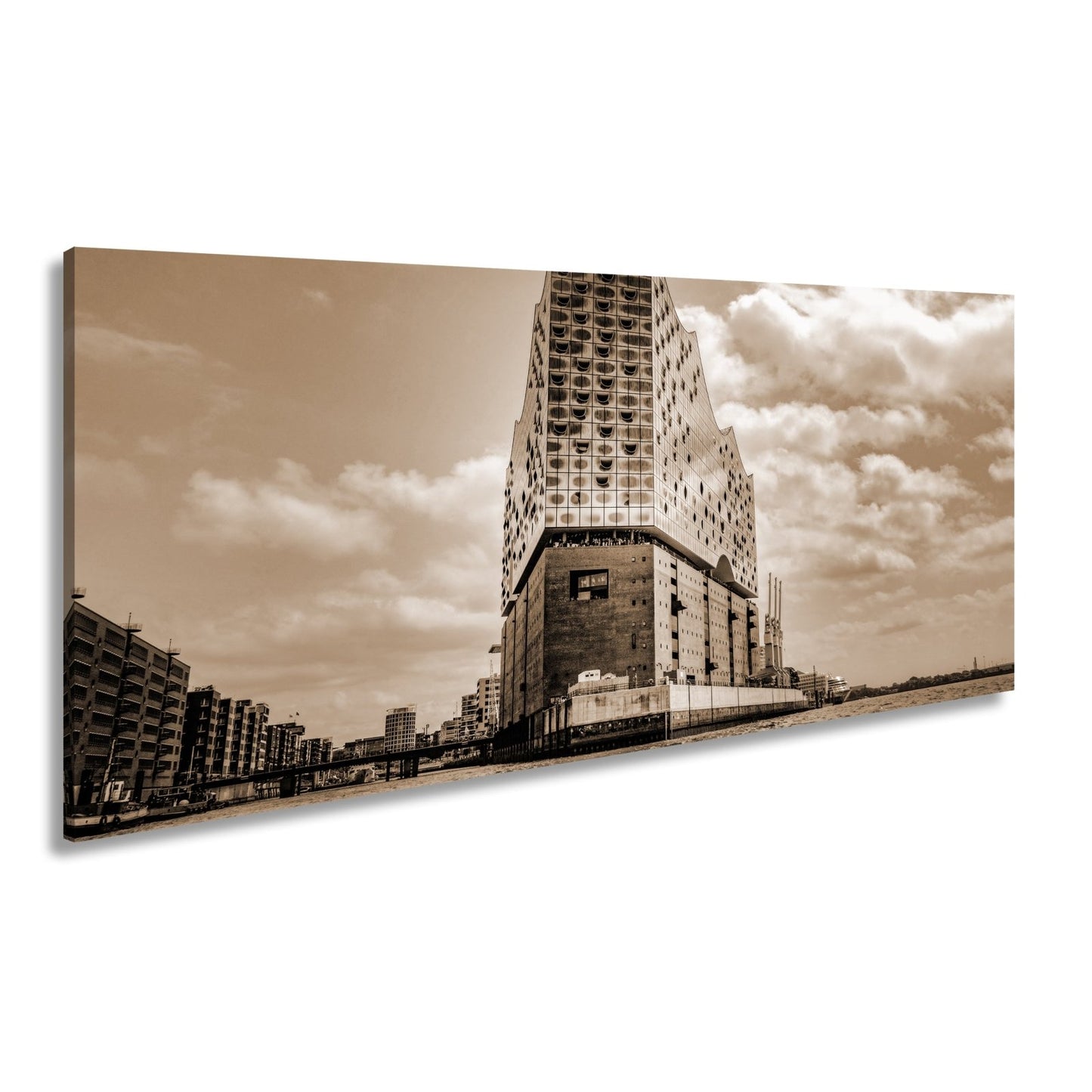 Leinwandbild Gläserne Wellen – die Elbphilharmonie am Hafenrand. - deyoli