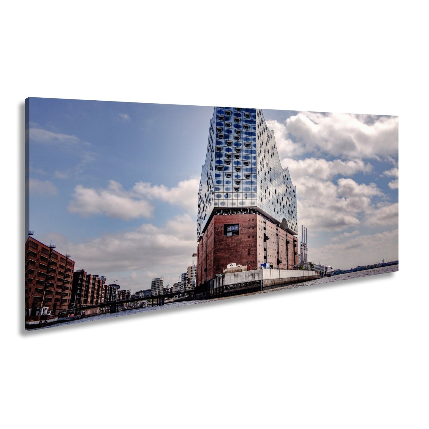 Leinwandbild Gläserne Wellen – die Elbphilharmonie am Hafenrand. - deyoli