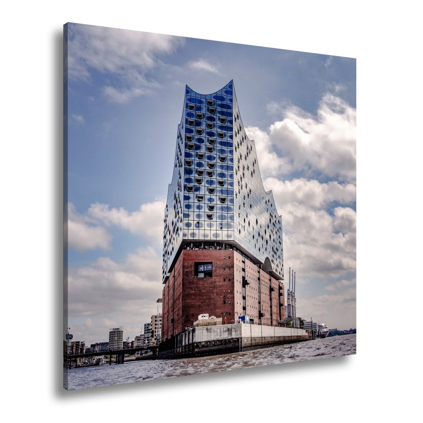 Leinwandbild Gläserne Wellen – die Elbphilharmonie am Hafenrand. - deyoli