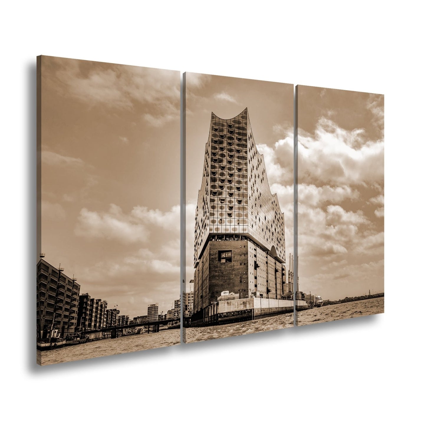Leinwandbild Gläserne Wellen – die Elbphilharmonie am Hafenrand. - deyoli