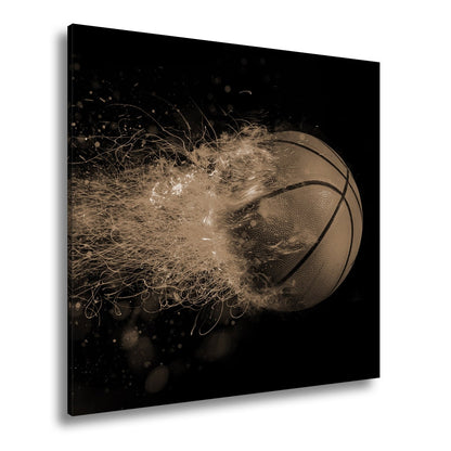 Leinwandbild Glühender Basketball entfacht feurige Energie in der Luft. - deyoli