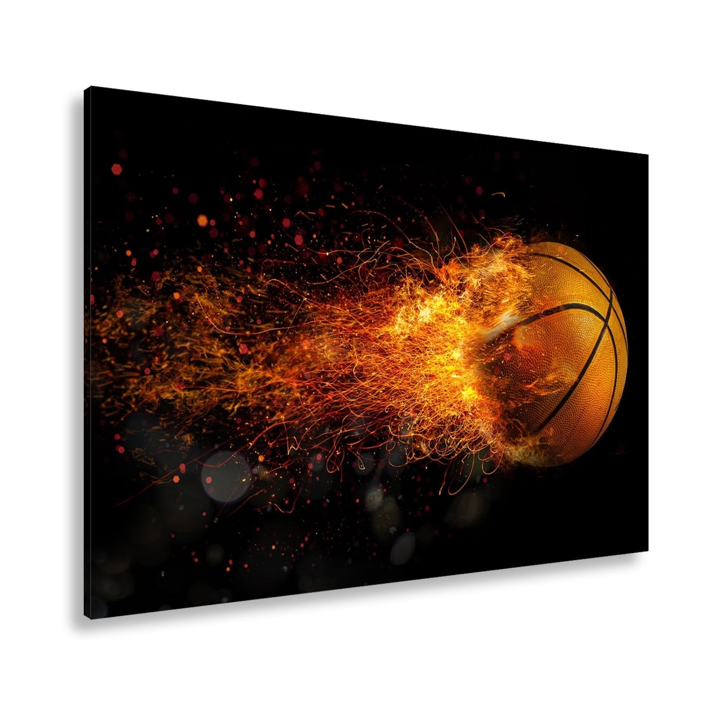 Leinwandbild Glühender Basketball entfacht feurige Energie in der Luft. - deyoli