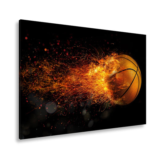 Leinwandbild Glühender Basketball entfacht feurige Energie in der Luft. - deyoli