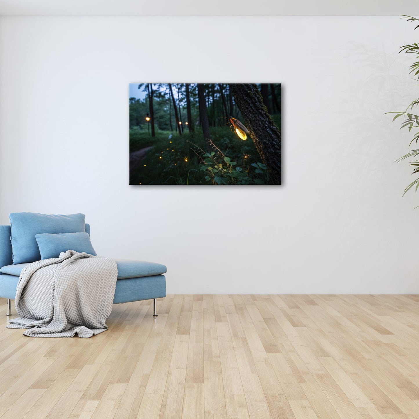 Leinwandbild Glühwürmchen XXL – Leuchtend tanzen durch nächtliche Wälder - deyoli