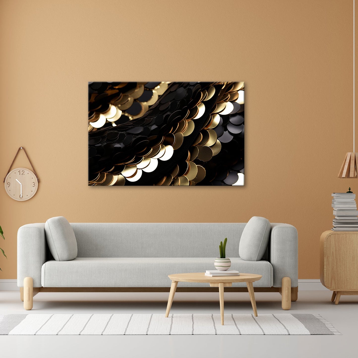 Leinwandbild Gold und Schwarz tanzen in schimmernder Harmonie. - deyoli