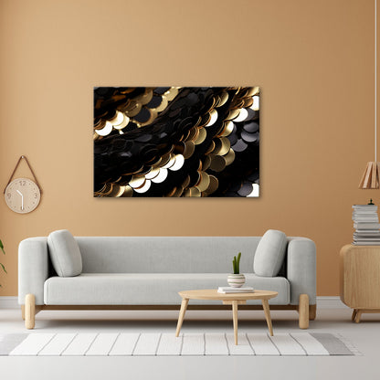 Leinwandbild Gold und Schwarz tanzen in schimmernder Harmonie. - deyoli