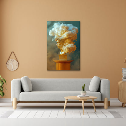 Leinwandbild Goldene Büste XXL – Majestätische Wolken emporsteigend - deyoli