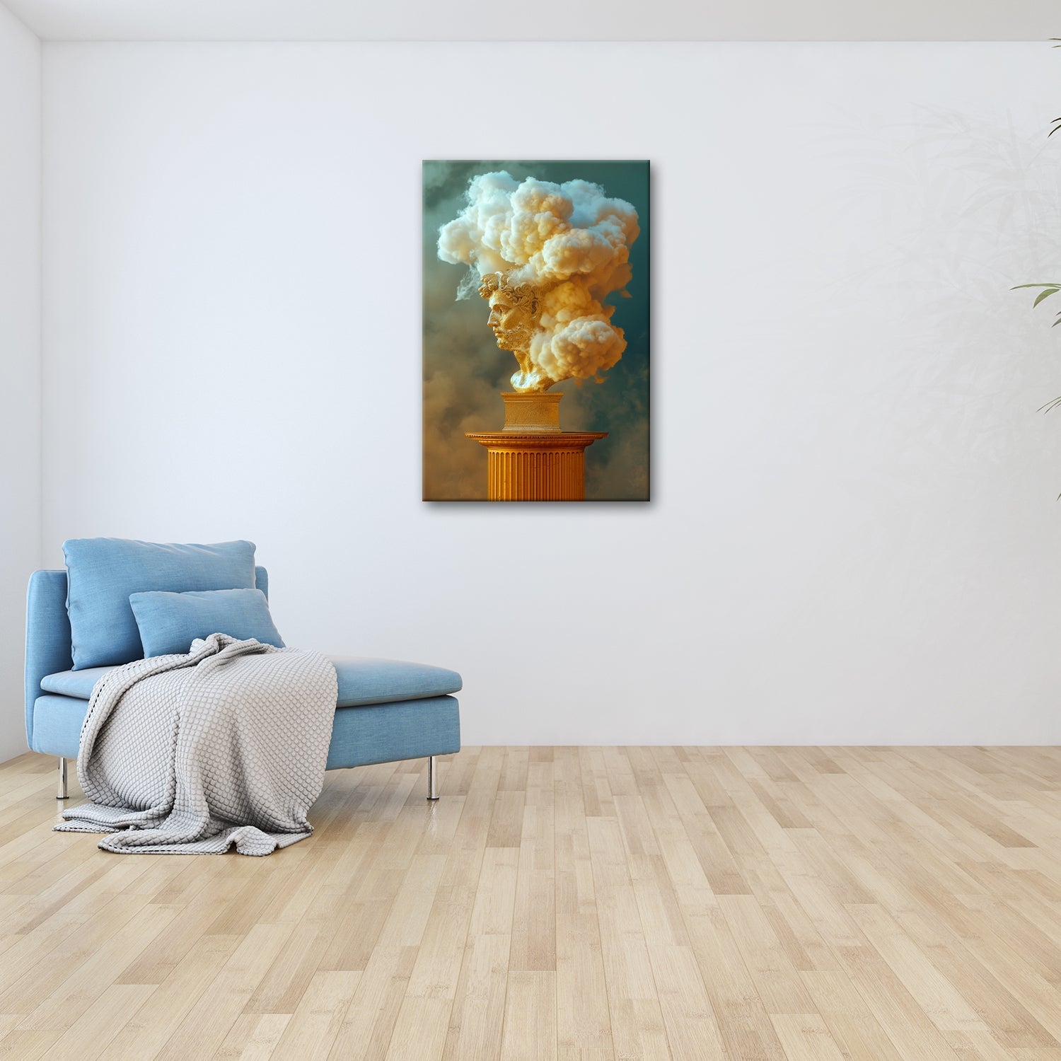 Leinwandbild Goldene Büste XXL – Majestätische Wolken emporsteigend - deyoli