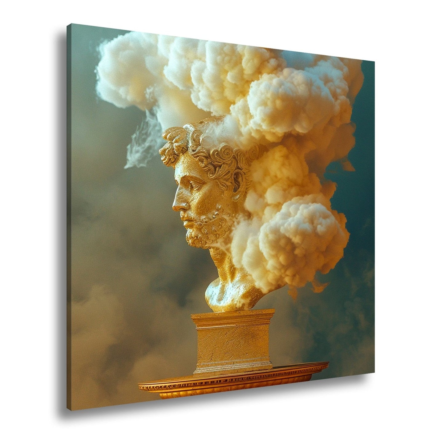 Leinwandbild Goldene Büste XXL – Majestätische Wolken emporsteigend - deyoli