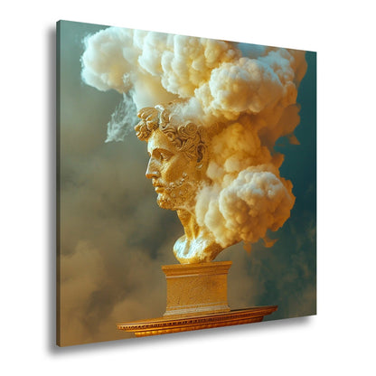 Leinwandbild Goldene Büste XXL – Majestätische Wolken emporsteigend - deyoli