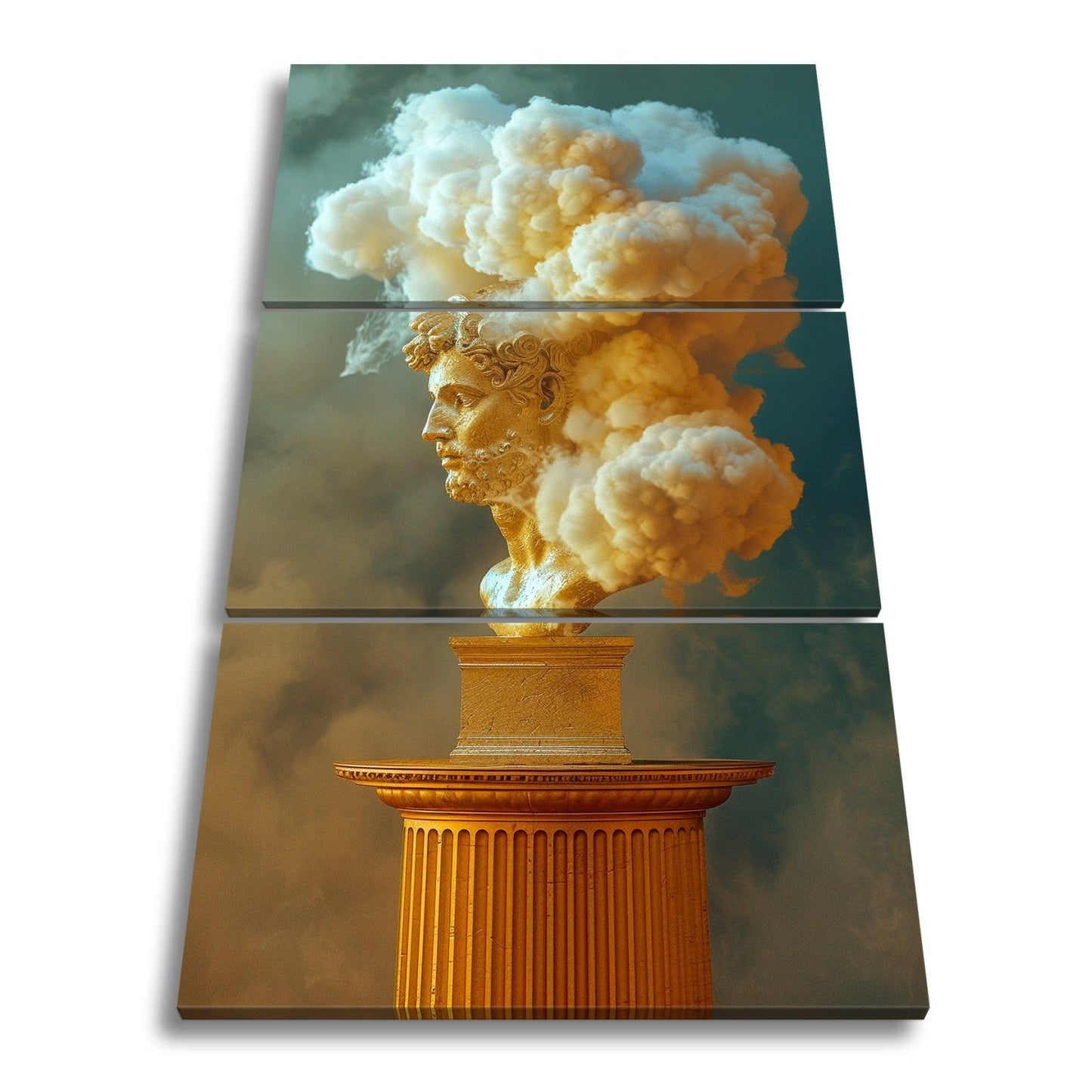 Leinwandbild Goldene Büste XXL – Majestätische Wolken emporsteigend - deyoli