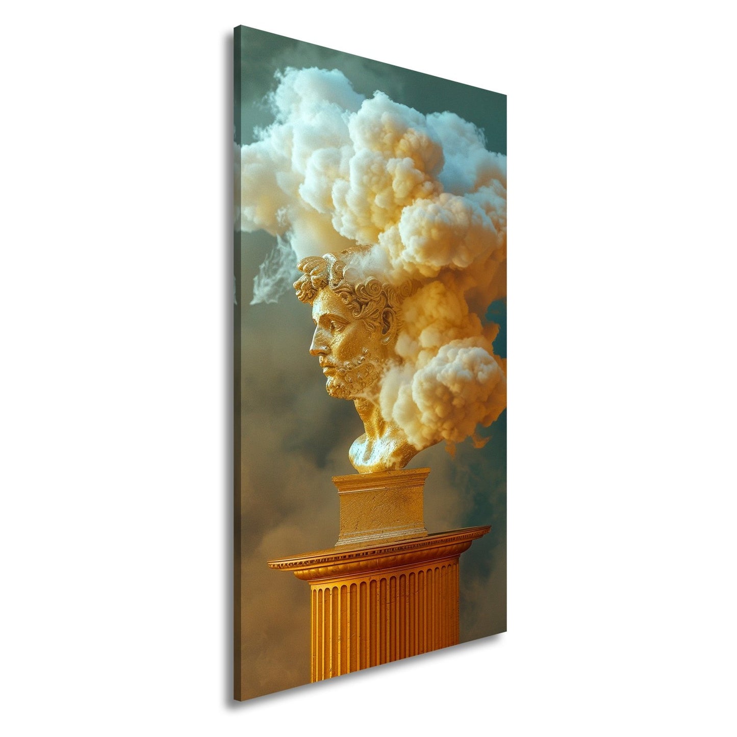 Leinwandbild Goldene Büste XXL – Majestätische Wolken emporsteigend - deyoli