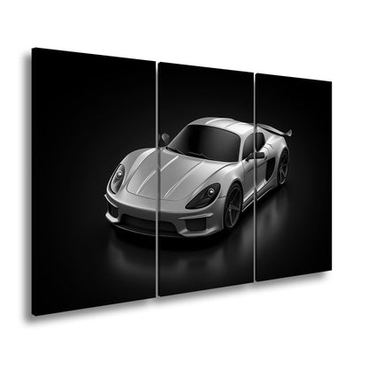 Leinwandbild Goldene Kurven auf schwarzem Asphalt XXL – Auto Wandbild Luxus - deyoli