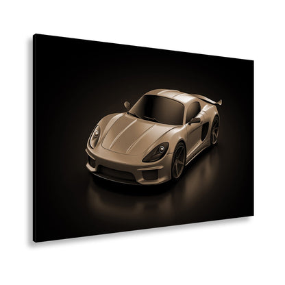 Leinwandbild Goldene Kurven auf schwarzem Asphalt XXL – Auto Wandbild Luxus - deyoli