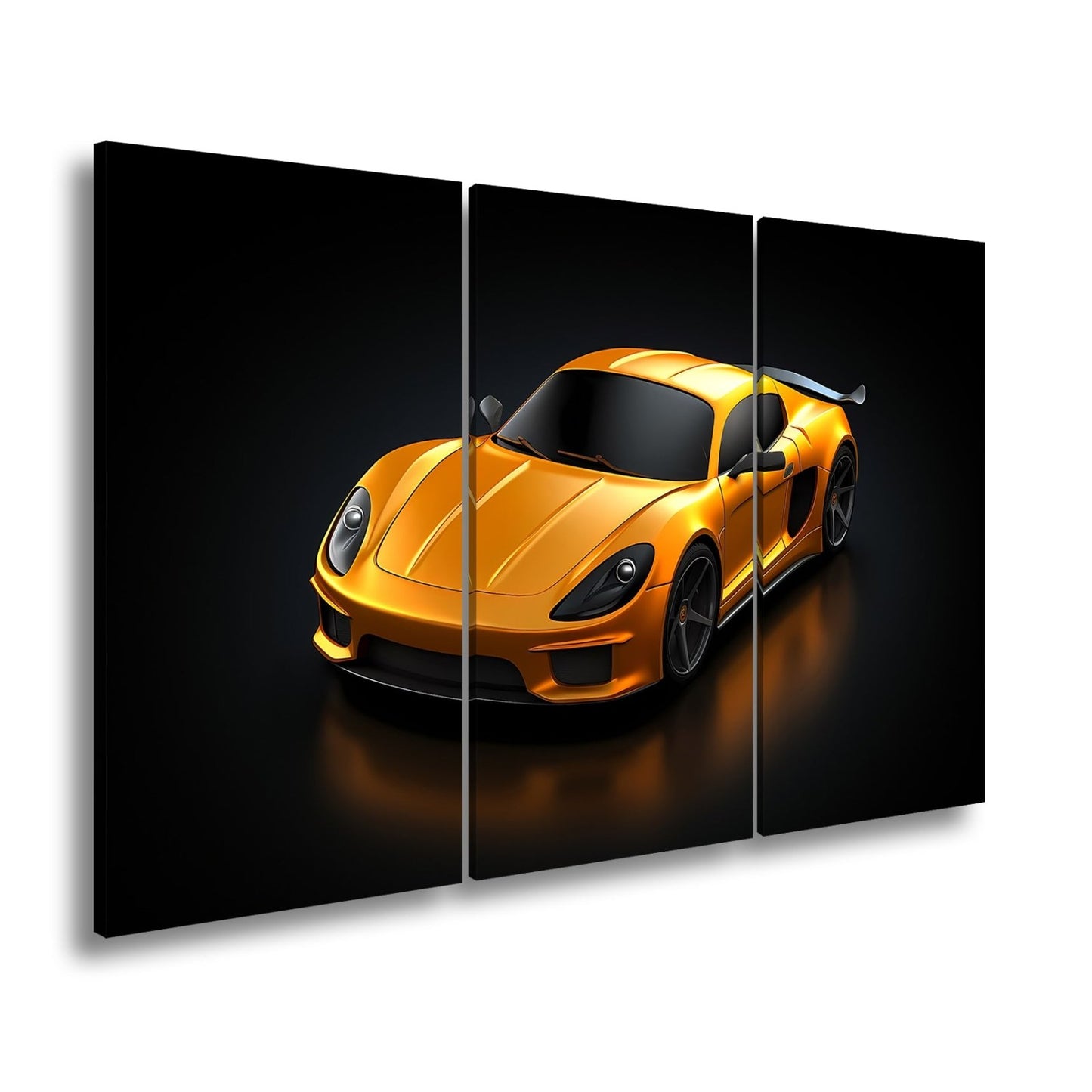 Leinwandbild Goldene Kurven auf schwarzem Asphalt XXL – Auto Wandbild Luxus - deyoli