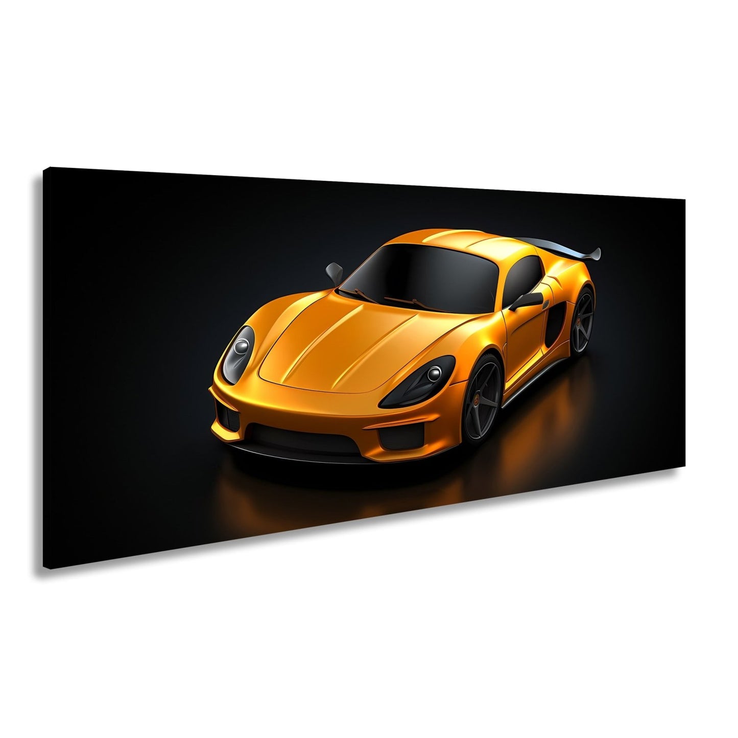 Leinwandbild Goldene Kurven auf schwarzem Asphalt XXL – Auto Wandbild Luxus - deyoli