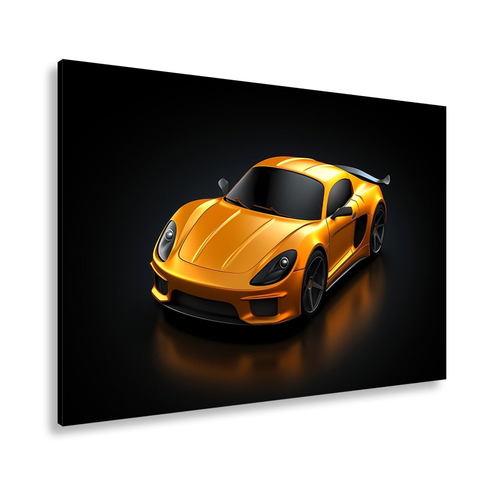 Leinwandbild Goldene Kurven auf schwarzem Asphalt XXL – Auto Wandbild Luxus - deyoli