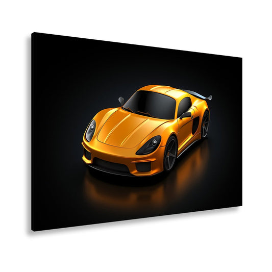 Leinwandbild Goldene Kurven auf schwarzem Asphalt XXL – Auto Wandbild Luxus - deyoli