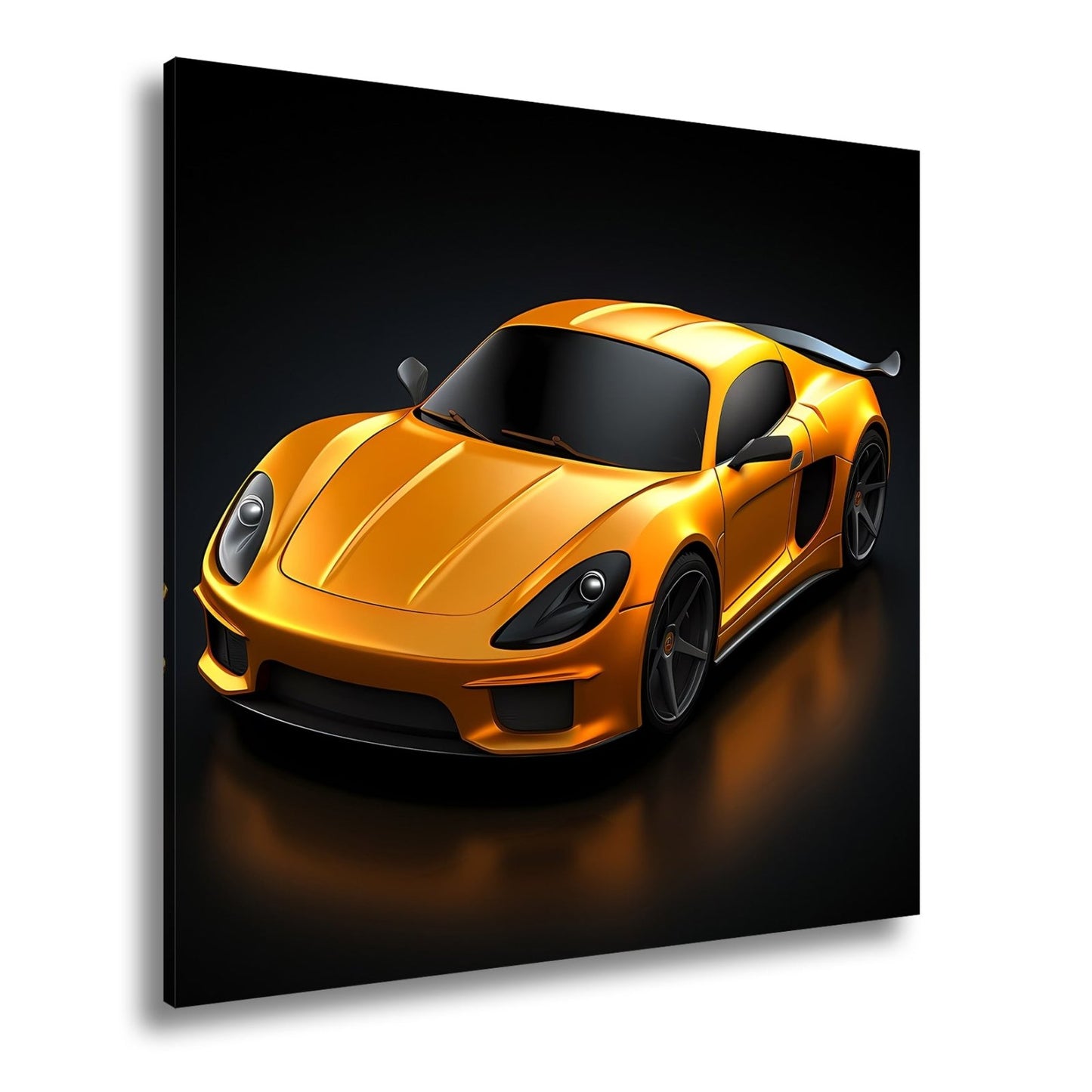 Leinwandbild Goldene Kurven auf schwarzem Asphalt XXL – Auto Wandbild Luxus - deyoli