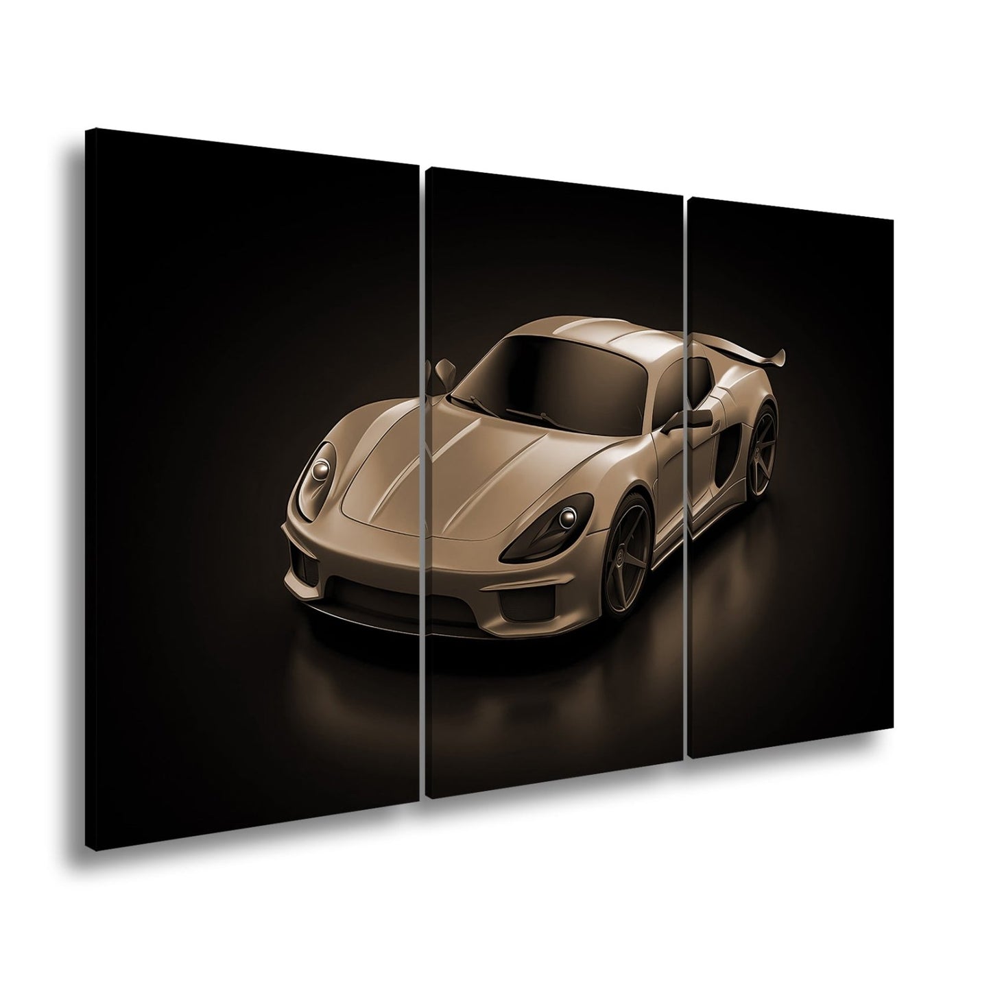 Leinwandbild Goldene Kurven auf schwarzem Asphalt XXL – Auto Wandbild Luxus - deyoli