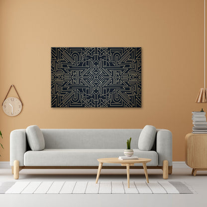 Leinwandbild Goldene Linien bilden ein kunstvolles, geometrisches Labyrinth - deyoli
