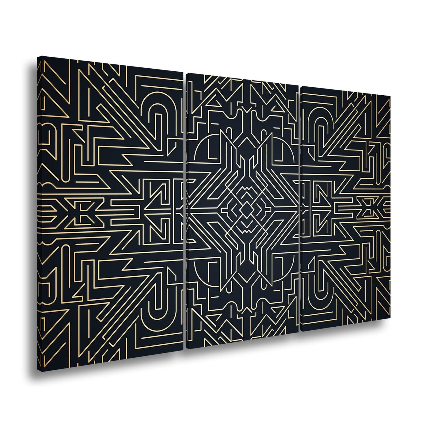 Leinwandbild Goldene Linien bilden ein kunstvolles, geometrisches Labyrinth - deyoli