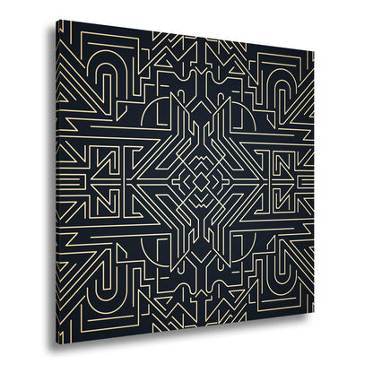 Leinwandbild Goldene Linien bilden ein kunstvolles, geometrisches Labyrinth - deyoli