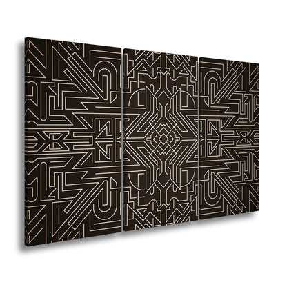 Leinwandbild Goldene Linien bilden ein kunstvolles, geometrisches Labyrinth - deyoli