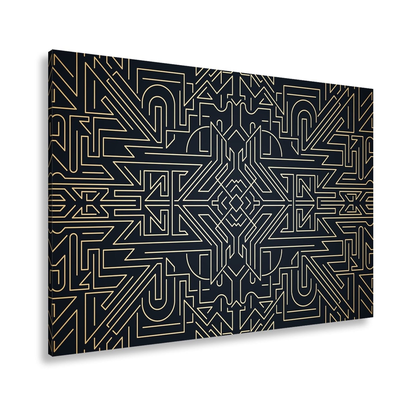 Leinwandbild Goldene Linien bilden ein kunstvolles, geometrisches Labyrinth - deyoli