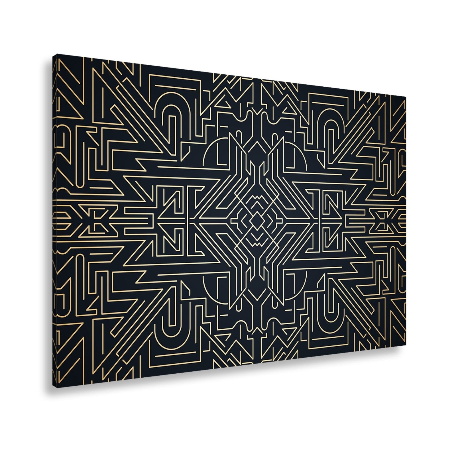 Leinwandbild Goldene Linien bilden ein kunstvolles, geometrisches Labyrinth - deyoli