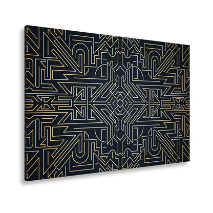 Leinwandbild Goldene Linien bilden ein kunstvolles, geometrisches Labyrinth - deyoli