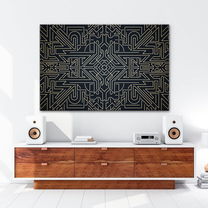 Leinwandbild Goldene Linien bilden ein kunstvolles, geometrisches Labyrinth - deyoli