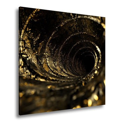 Leinwandbild Goldene Spirale – der Abgrund flüstert in Glanz. - deyoli