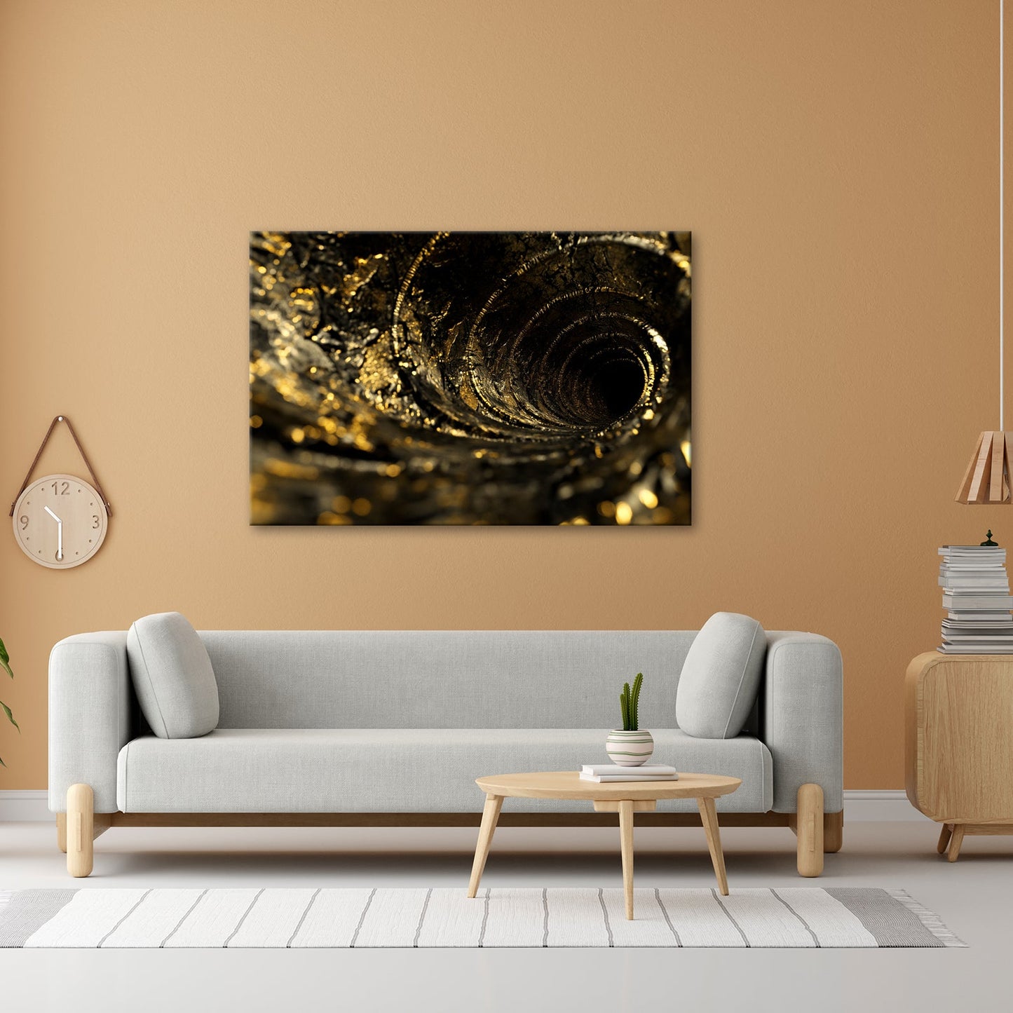 Leinwandbild Goldene Spirale – der Abgrund flüstert in Glanz. - deyoli