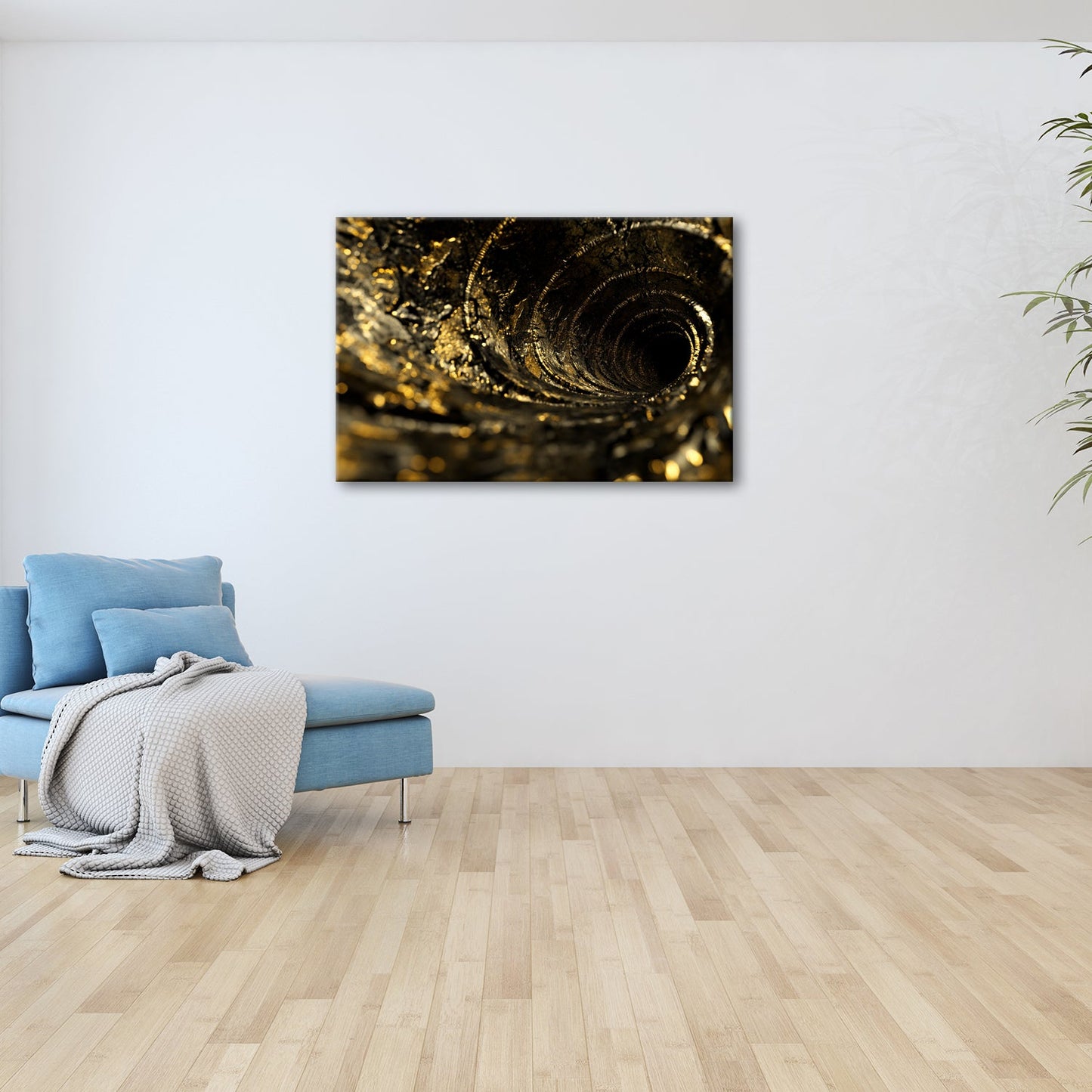 Leinwandbild Goldene Spirale – der Abgrund flüstert in Glanz. - deyoli