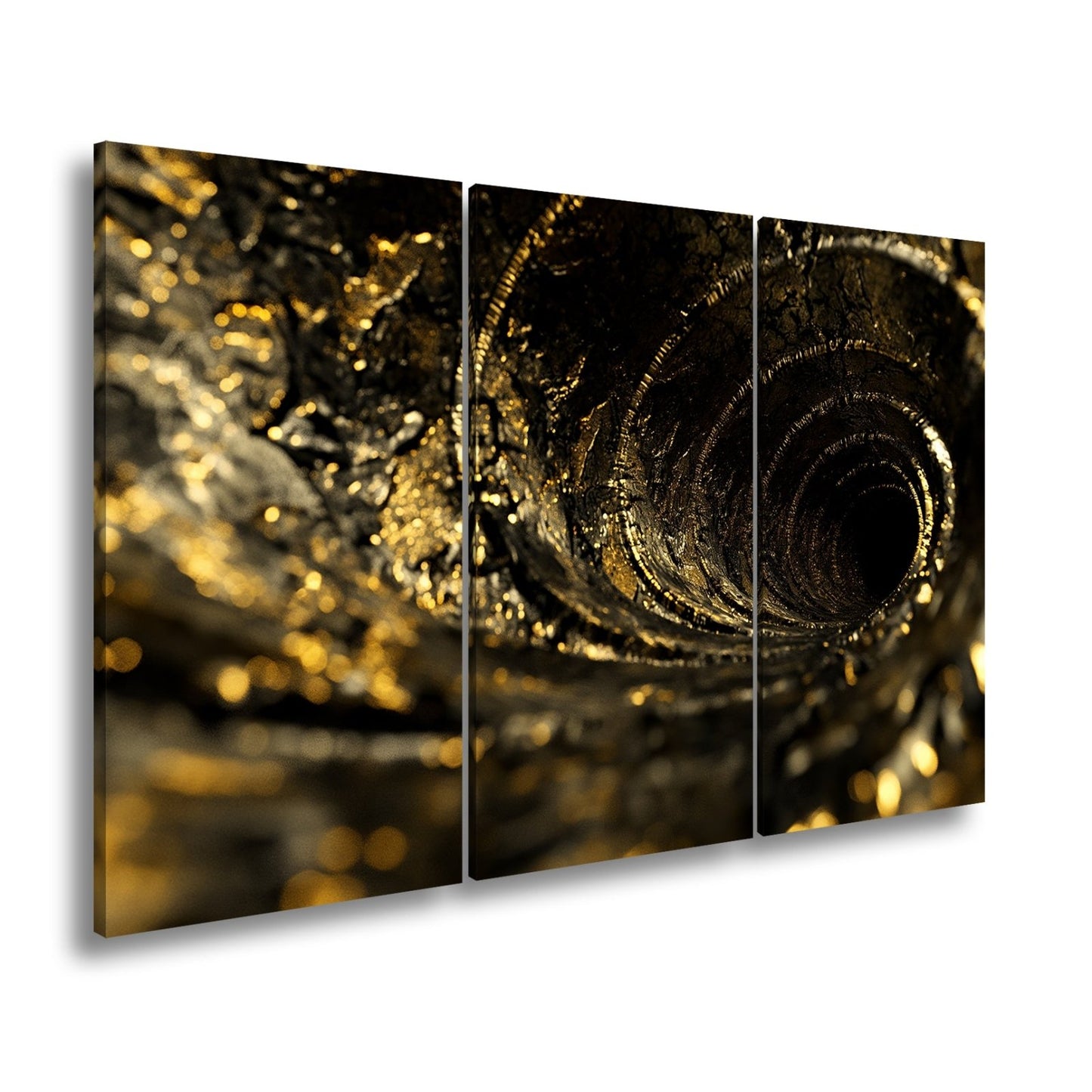 Leinwandbild Goldene Spirale – der Abgrund flüstert in Glanz. - deyoli