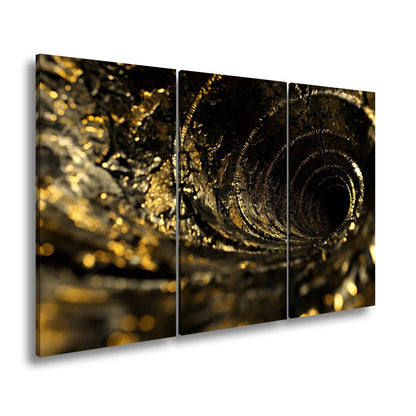 Leinwandbild Goldene Spirale – der Abgrund flüstert in Glanz. - deyoli