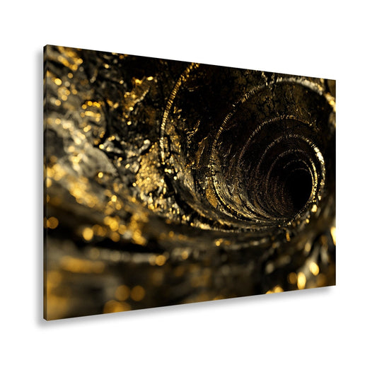 Leinwandbild Goldene Spirale – der Abgrund flüstert in Glanz. - deyoli