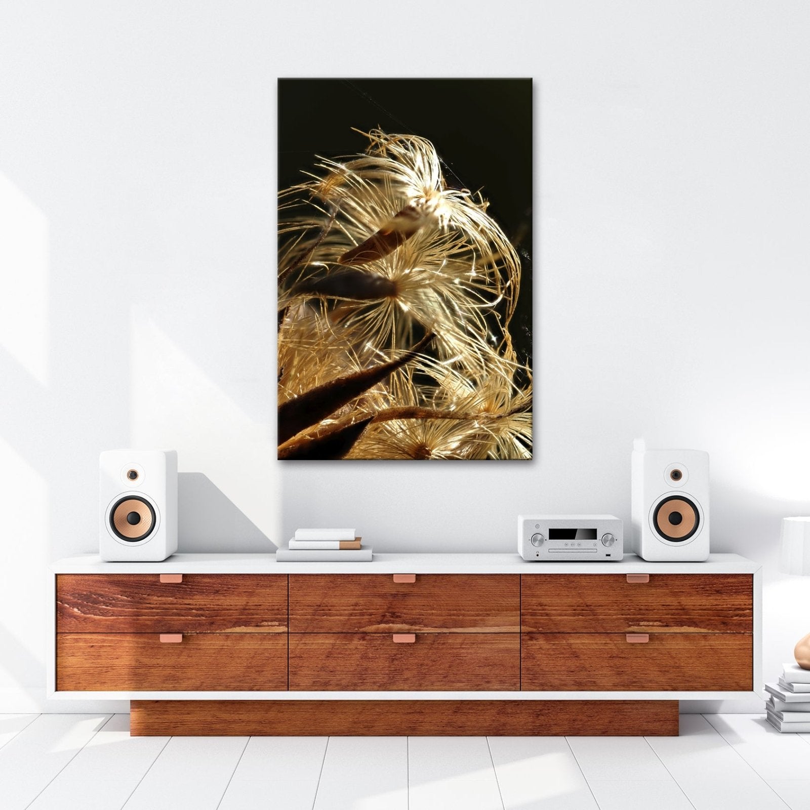 Leinwandbild Goldener Flaum im Licht – zartes Spiel der Natur. - deyoli