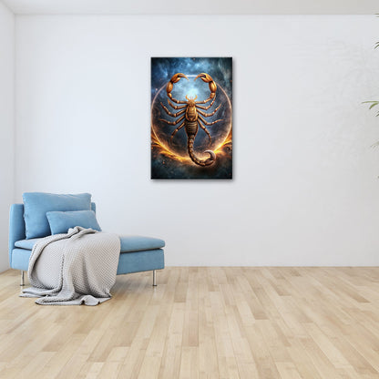 Leinwandbild Goldener Skorpion – Kosmischer Hintergrund XXL Wandbild - deyoli